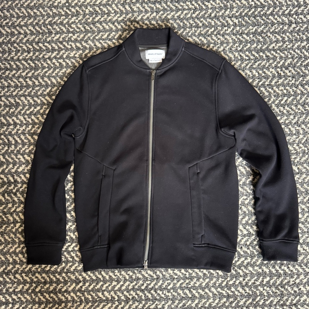 Ministry of Supply Black Fleece Lined Bomber Jacket - Picture 3 of 8